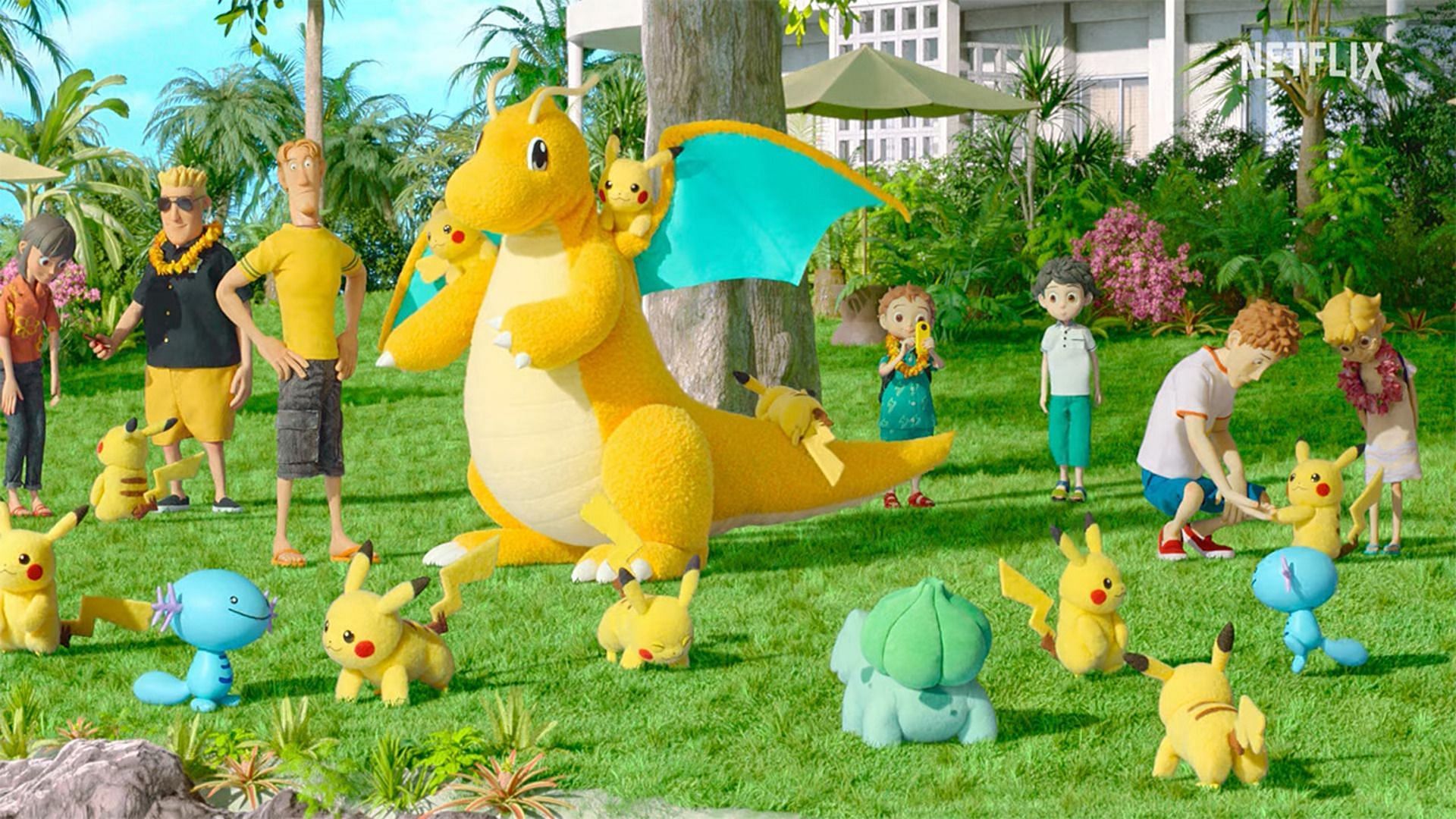 People and their Pokemon at Pokemon Resort (Image via TPC)