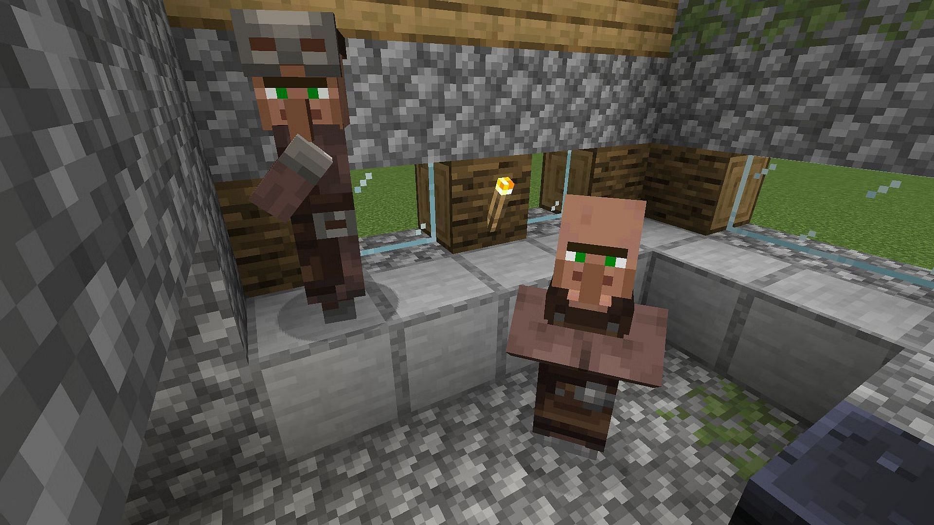 Place workstation blocks to assign a job to a villager (Image via Mojang)