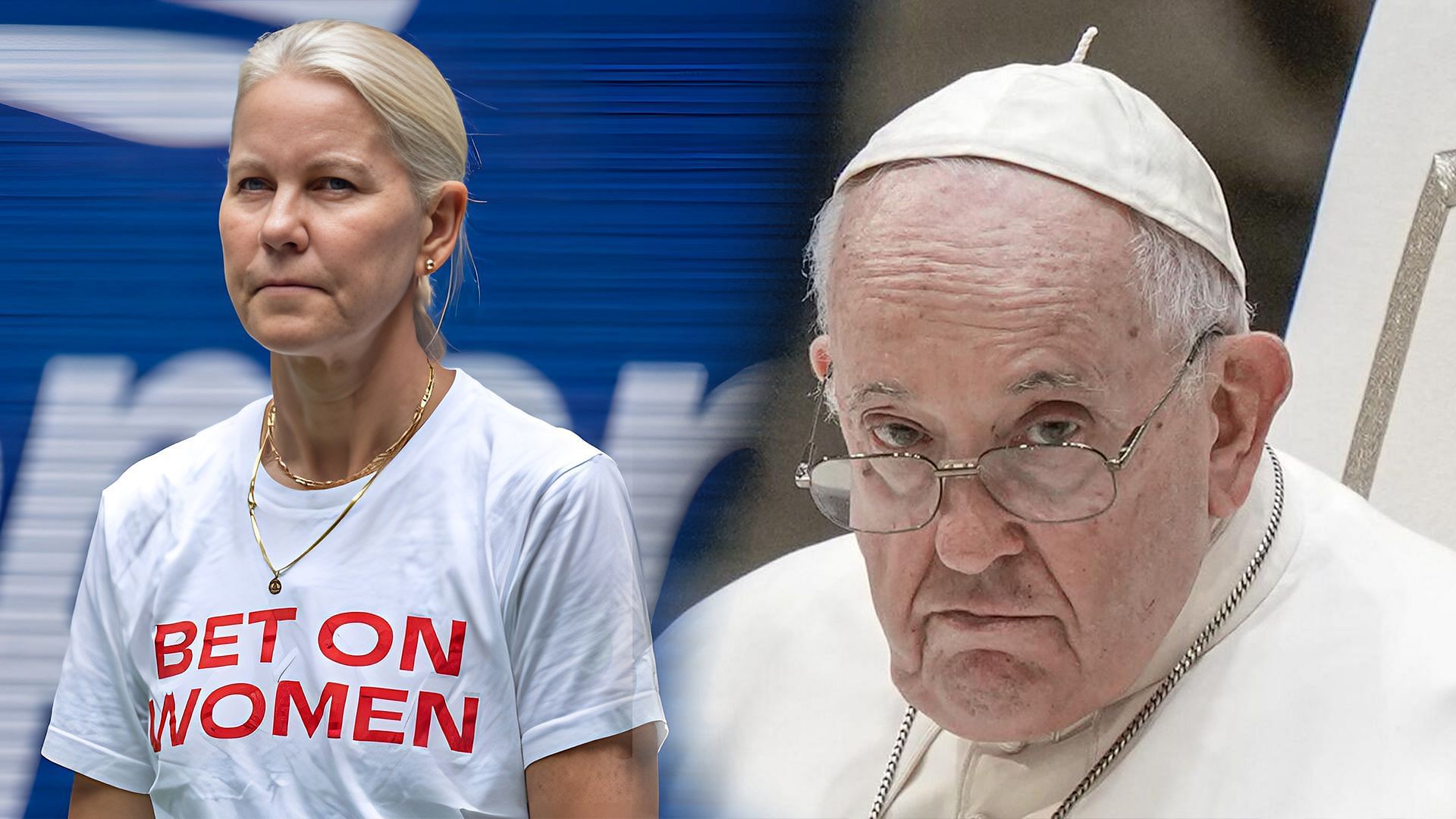 Rennae Stubbs (L) and Pope Francis (R)