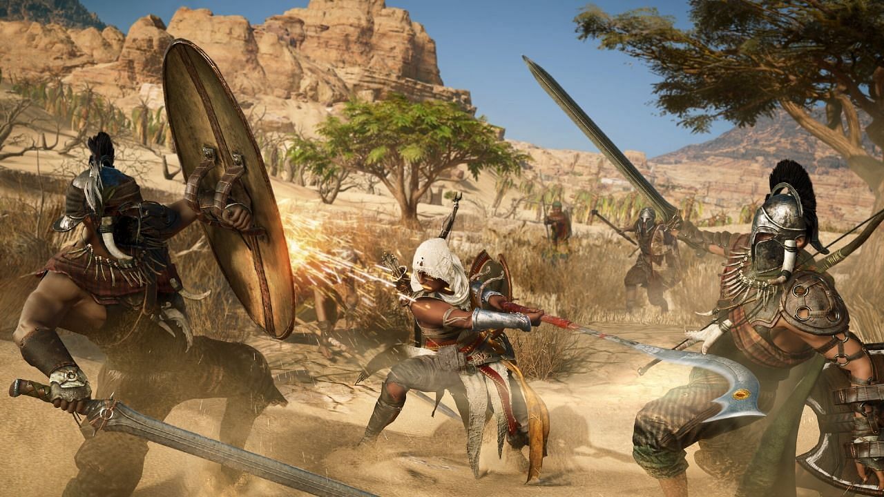 Assassin&#039;s Creed Origins features a simple combat system that feels solid and reliable (Image via Ubisoft)
