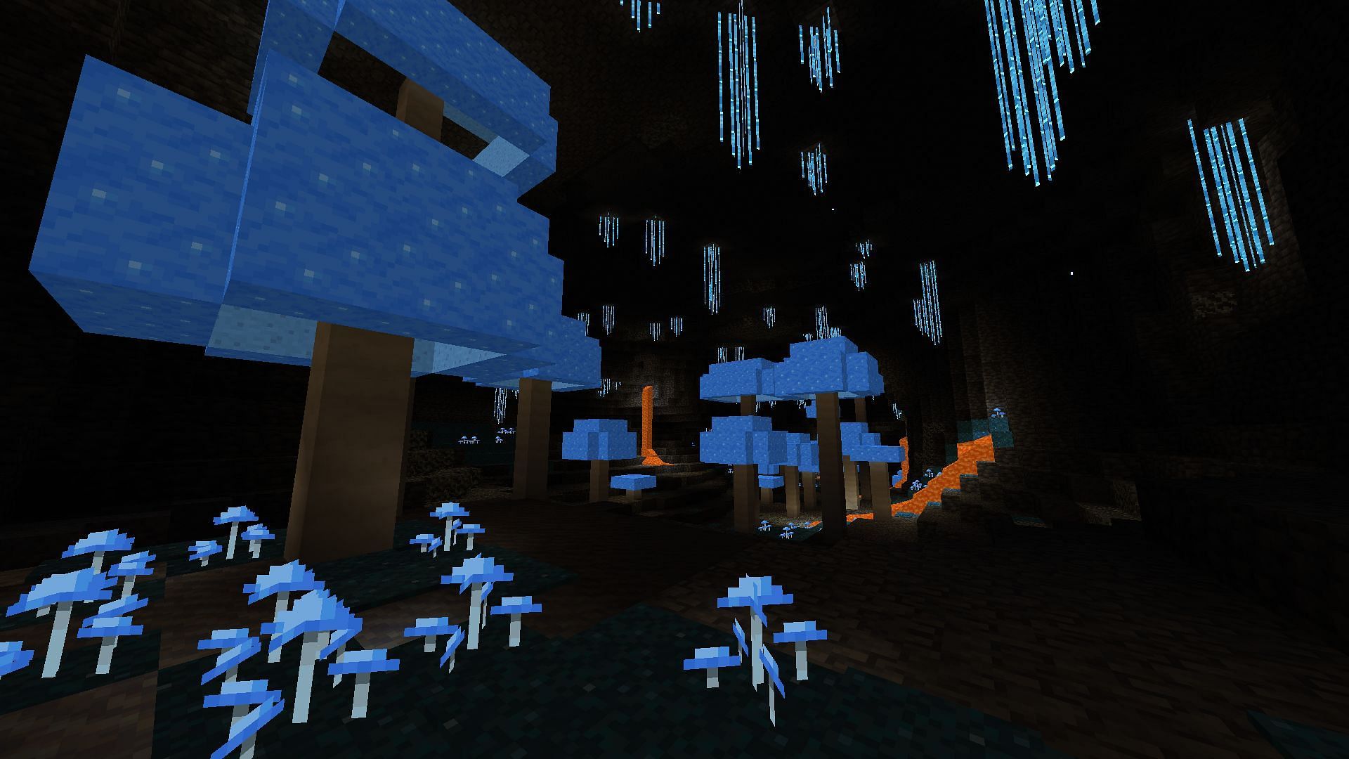 A glowing grotto biome in the Biomes O