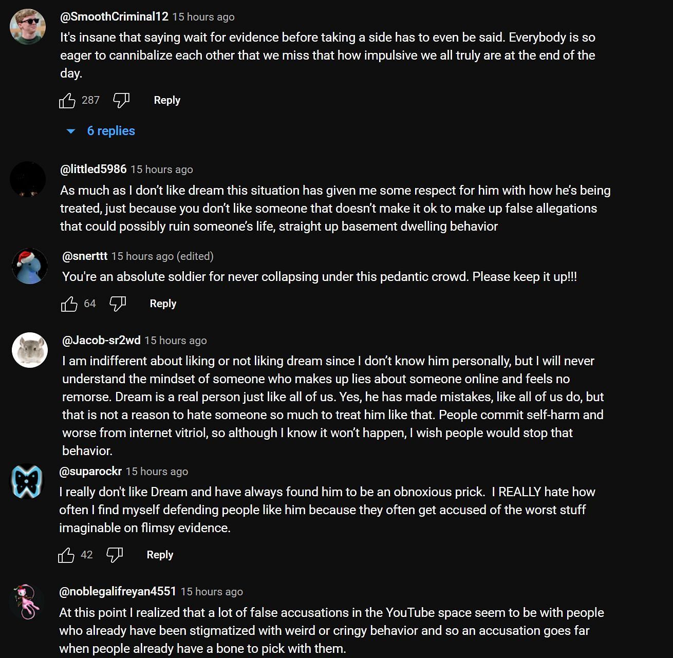 Fans react to the latest video on Dream (Image via YouTube)