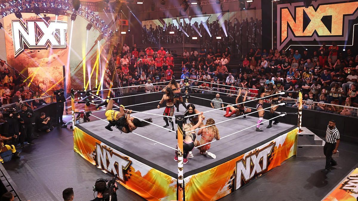A young WWE star shows off new look during a recent match.