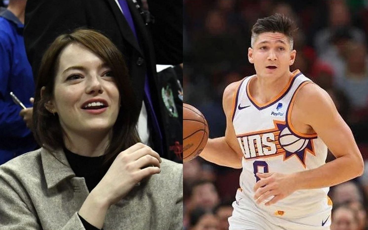 Hollywood actress Emma Stone (L) allegedly waved at Phoenix Suns guard Grayson Allen (R) in their game on Thursday in LA.