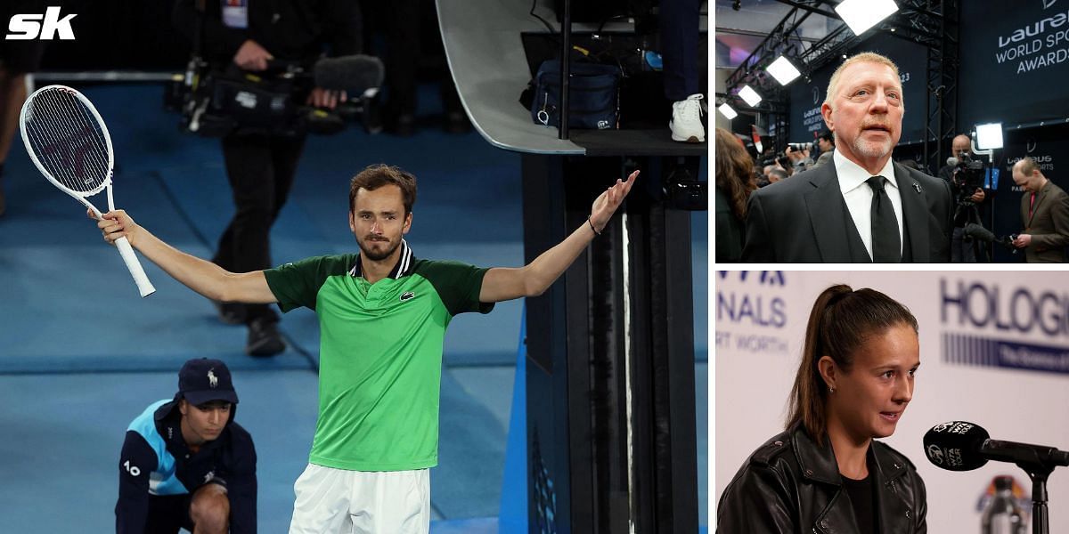 (Clockwise) Boris Becker, Daria Kasatkina and Daniil Medvedev