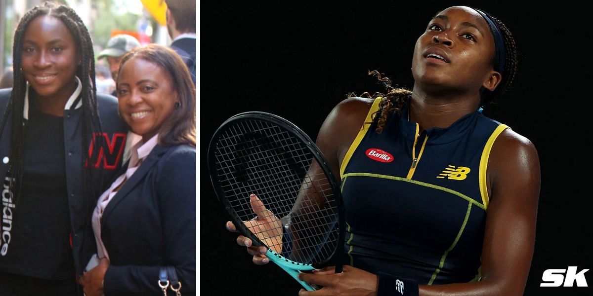 Coco Gauff with her mother Candi (L)