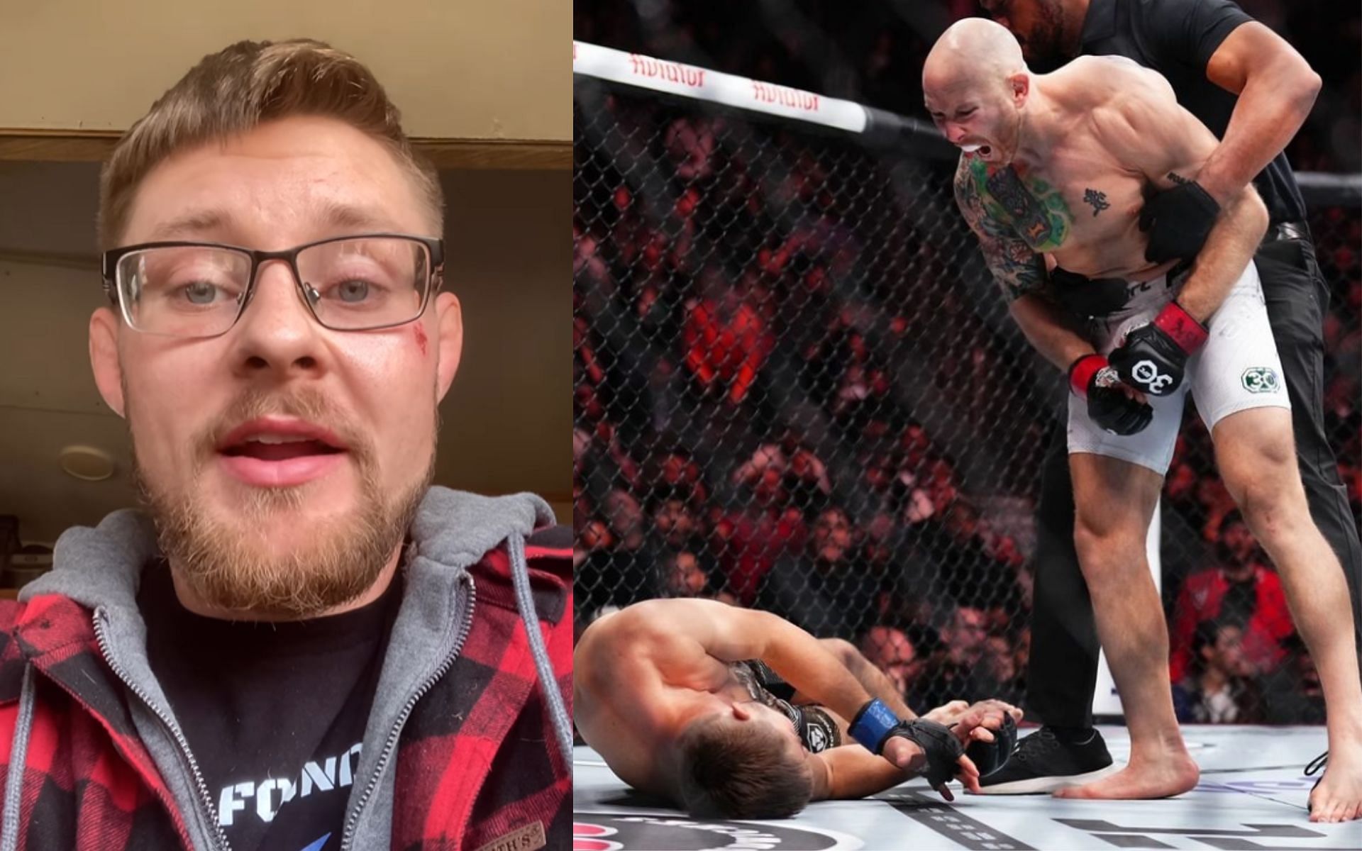 Bryce Mitchell (left) says his friends and family thought he had died after severe KO at UFC 296 against Josh Emmett (right) [Images Courtesy: @thugnasty_ufc and @joshemmettufc on Instagram]