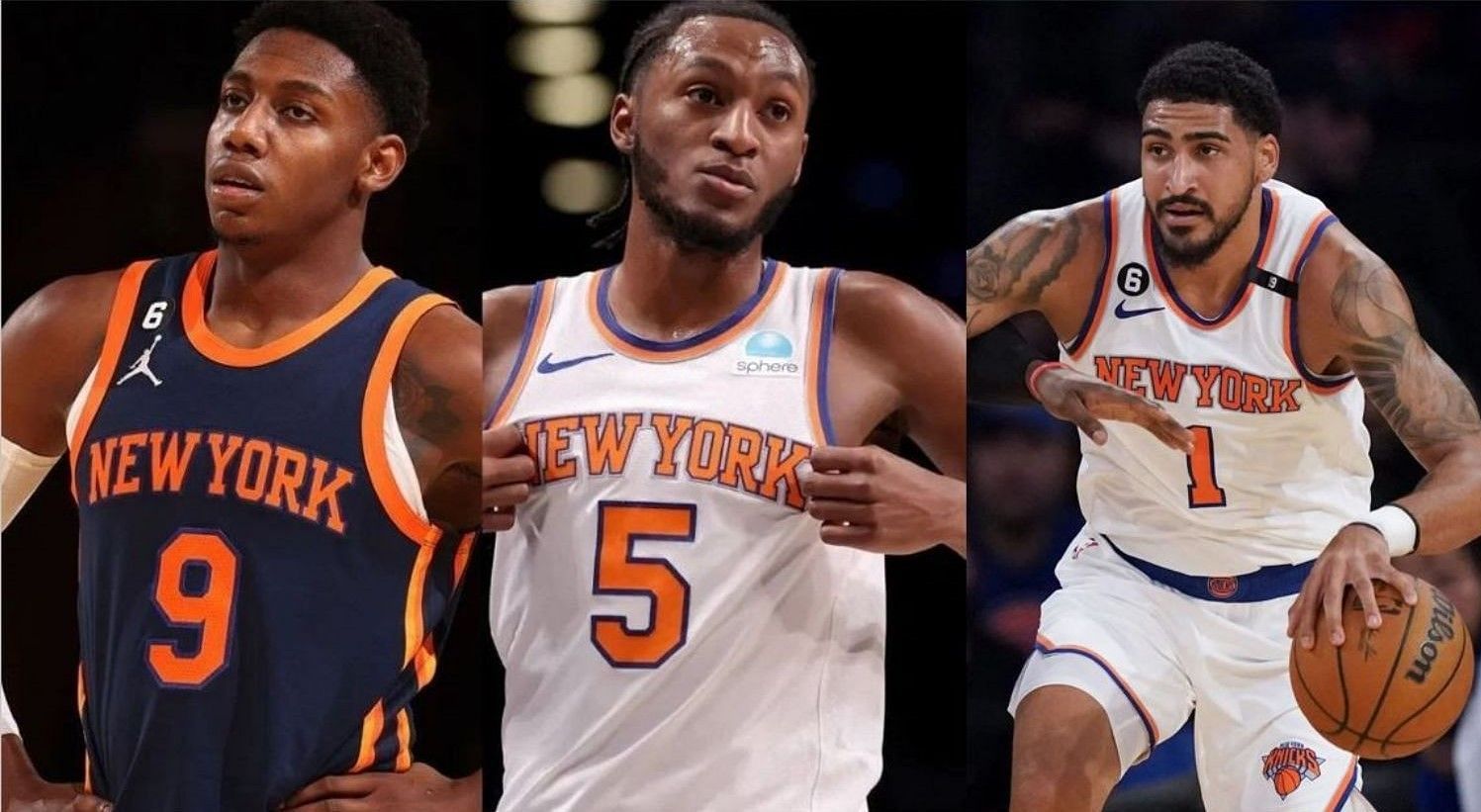 A team source was quoted as saying that the New York Knicks are better after trading away (from left) RJ Barrett, Immanuel Quickley and Obi Toppin.