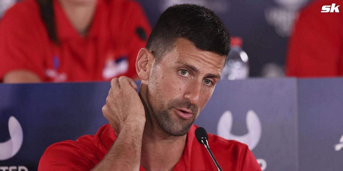 Novak Djokovic speaks to the media at the United Cup