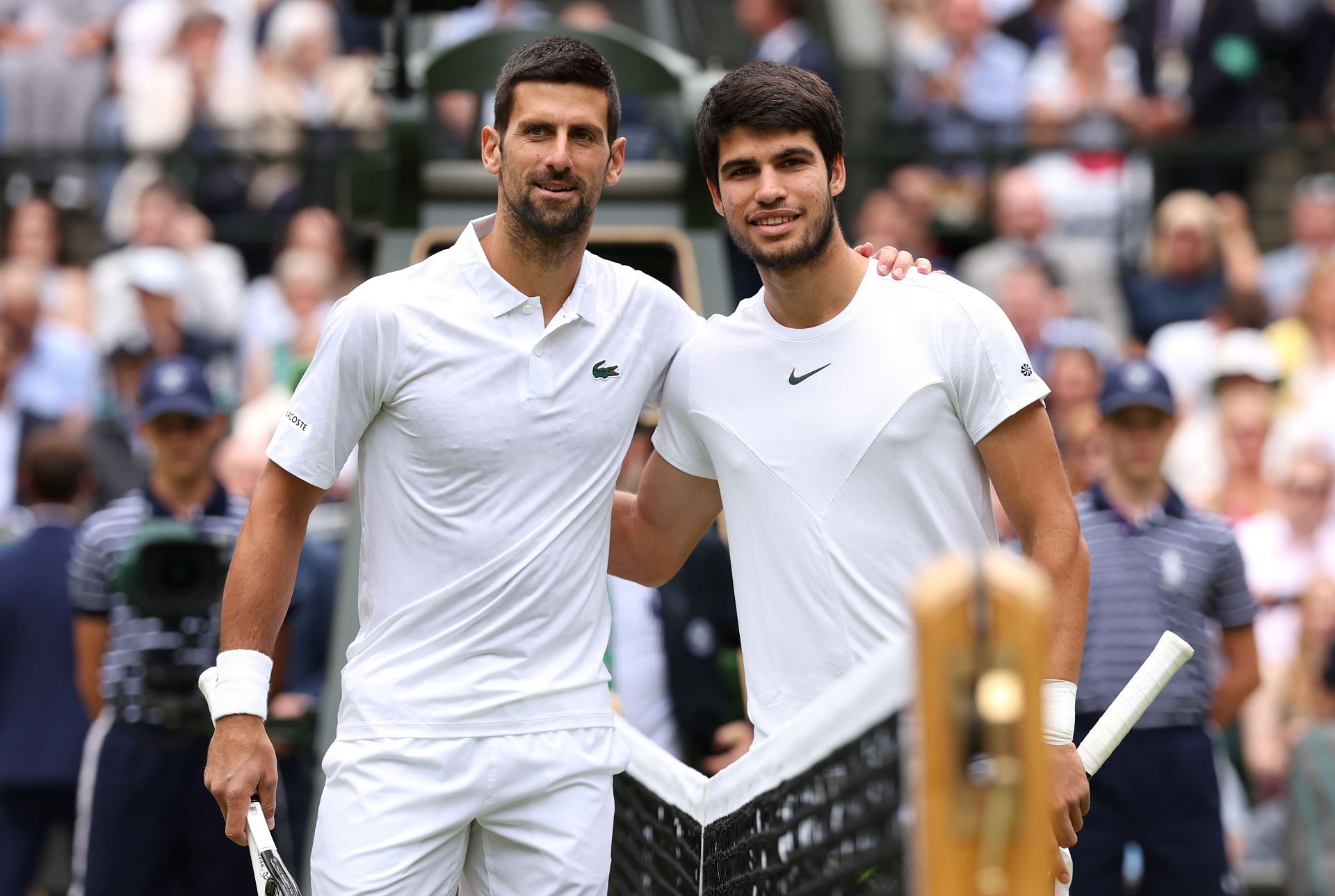 Novak Djokovic and Carlos Alcaraz at the 2023 Wimbledon Championships