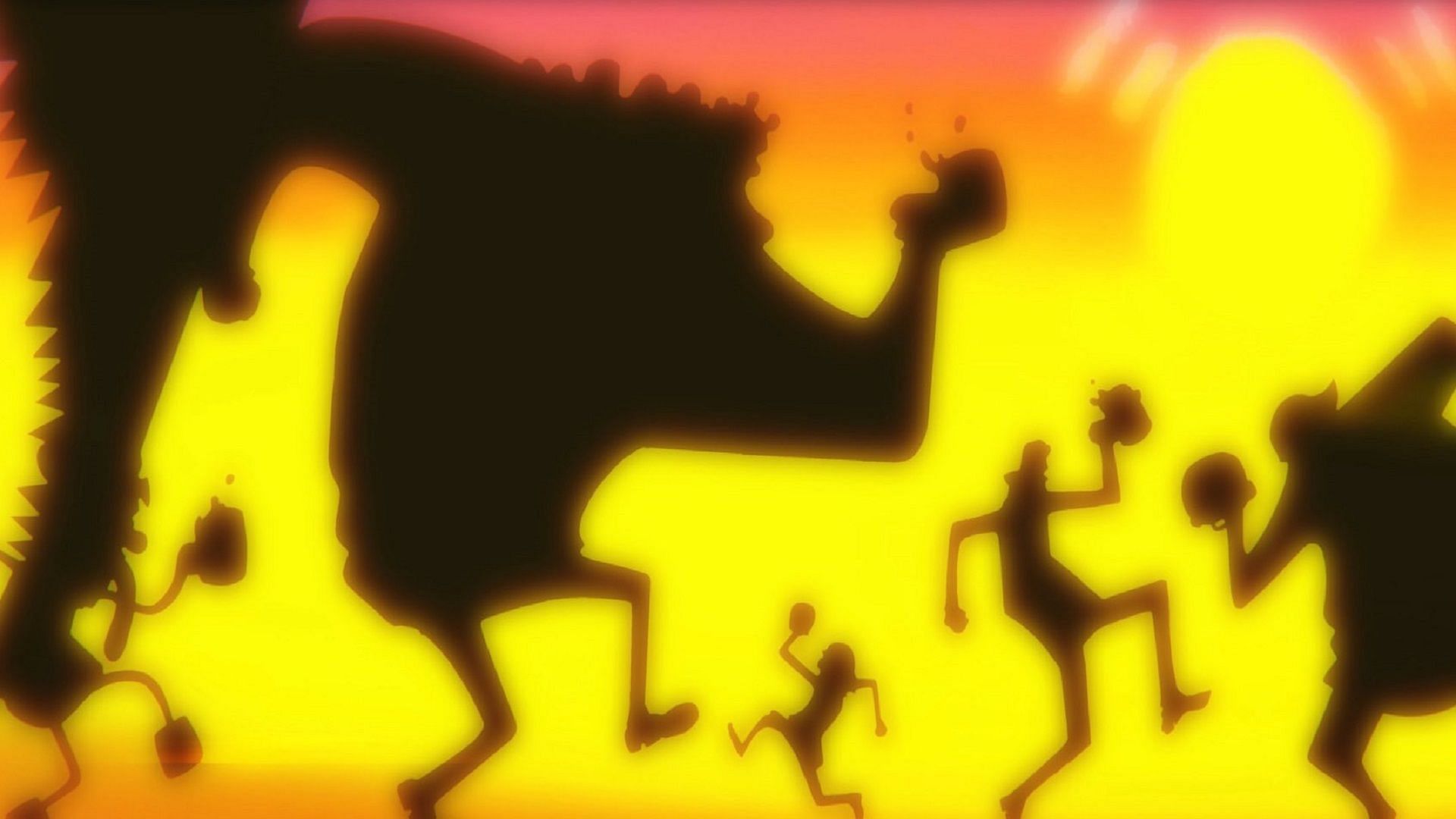 Kizaru doing the &quot;Nika dance&quot; with the others in One Piece (Image via Shueisha)