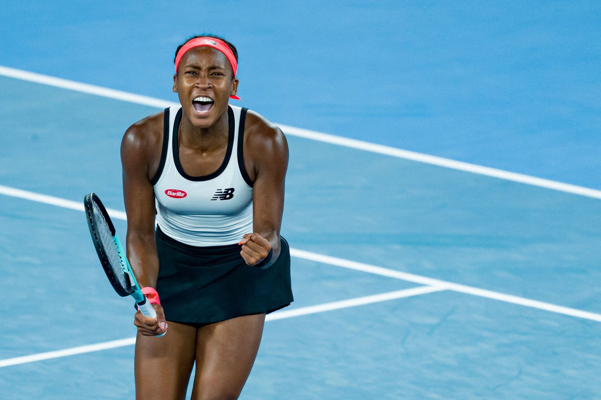 Coco Gauff celebrates at the 2023 Australian Open