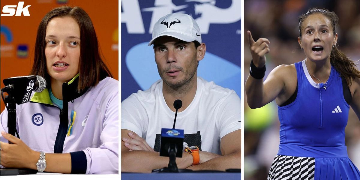 Iga Swiatek (Left), Rafael Nadal (Center), and Daria Kasatkina (Right)