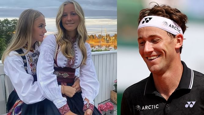 "Oh my god" - Casper Ruud pokes fun after sisters Charlotte and Josefine filmed doing mock runway walk at United Cup 2024