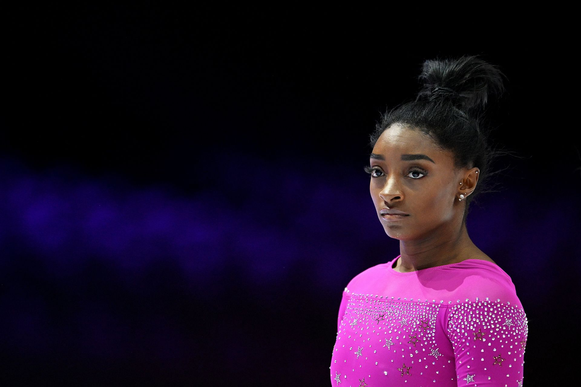 Biles at the Previews of the 2023 FIG Artistic Gymnastics World Championships