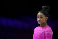 Biles at the Previews of the 2023 FIG Artistic Gymnastics World Championships