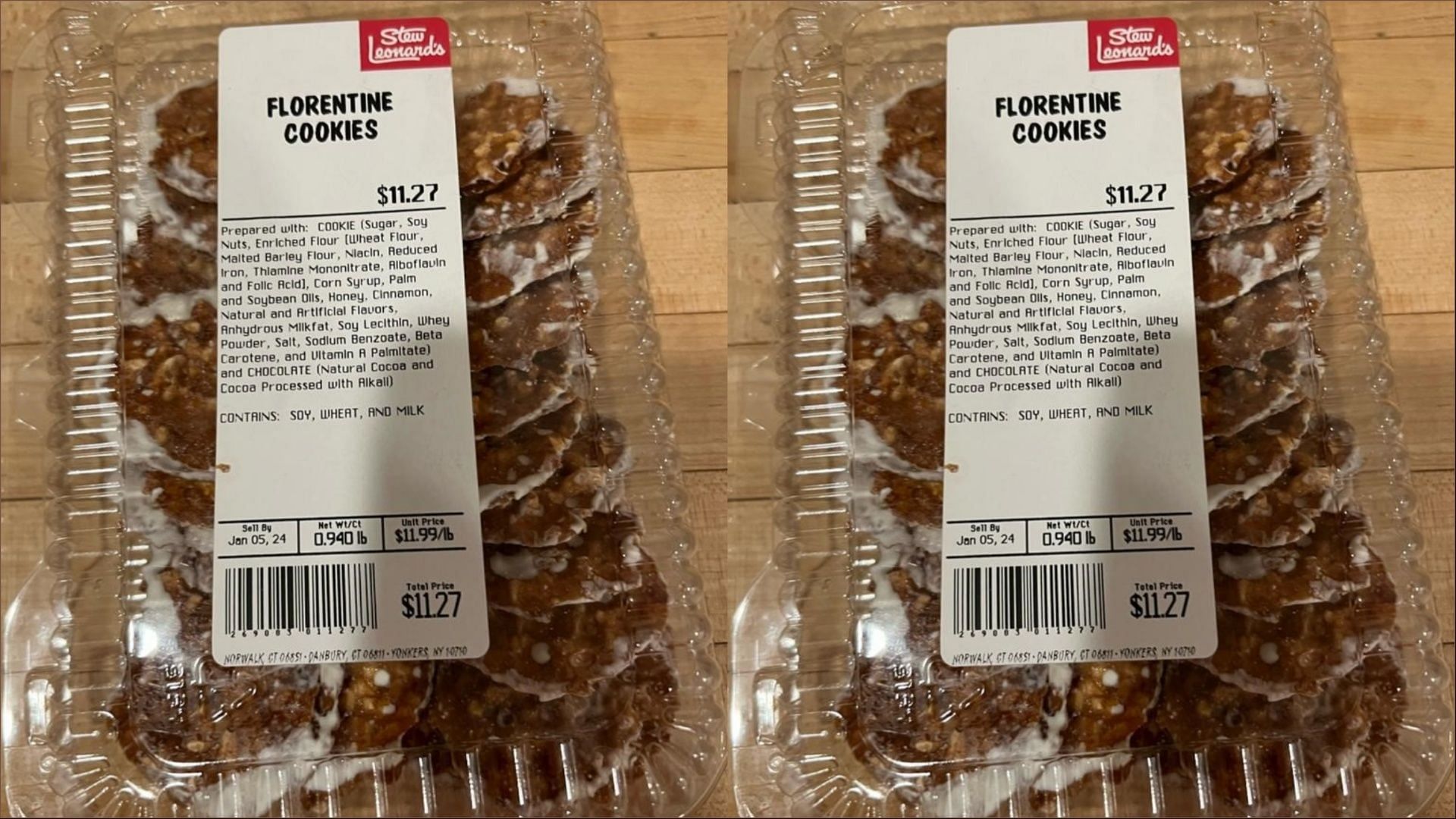 The recall affects Florentine Cookies sold through Stew Leonard stores in Connecticut (Image via DCP)