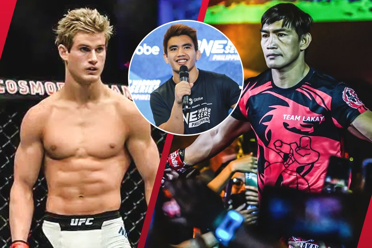 Former ONE strawweight world champion Joshua Pacio (C) wants to see his teammate Eduard Folayang (R) battle American Sage Northcutt (L). -- Photo by ONE Championship