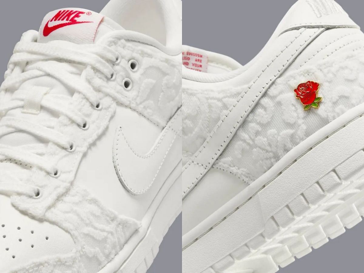 Take a closer look at the heels and tongue of Nike Dunk Low You Deserve Flowers shoes (Image via Instagram/@cop_o_clock)