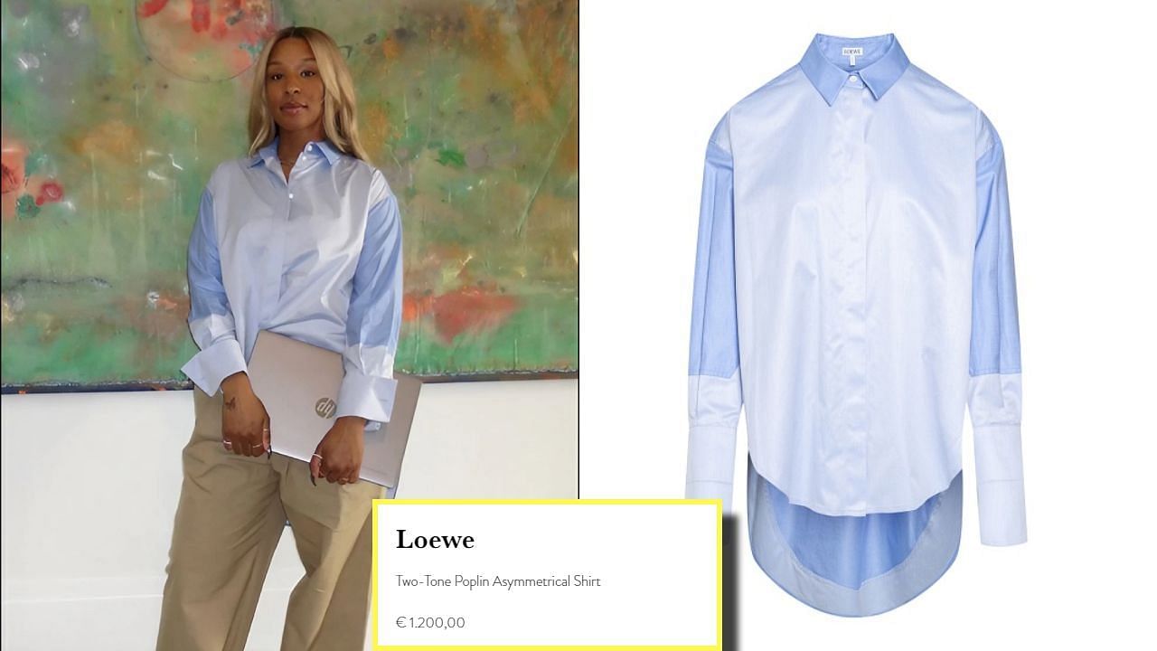 Savannah James dressed in an elegant light outfit for the latest commercial