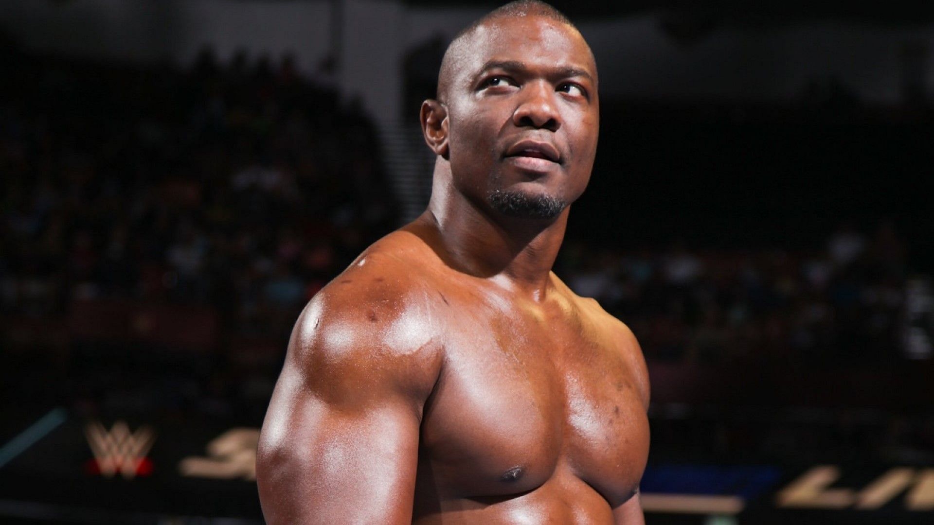 Shelton Benjamin looks on from the WWE ring