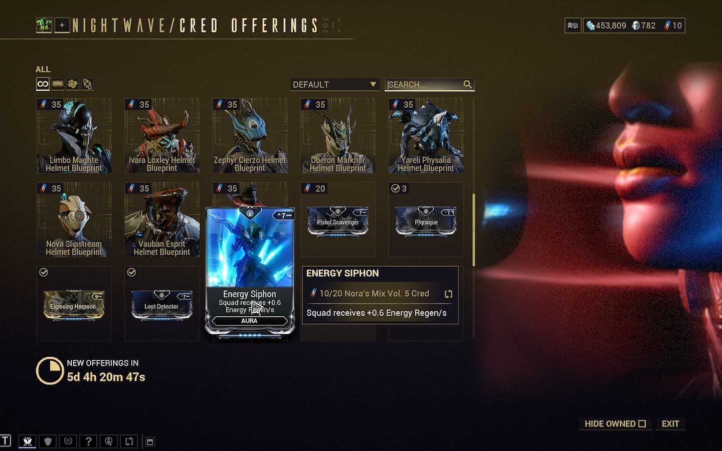 Certain Aura Mods can get you 20+ Platinum apiece in Warframe (Image via Digital Extremes)