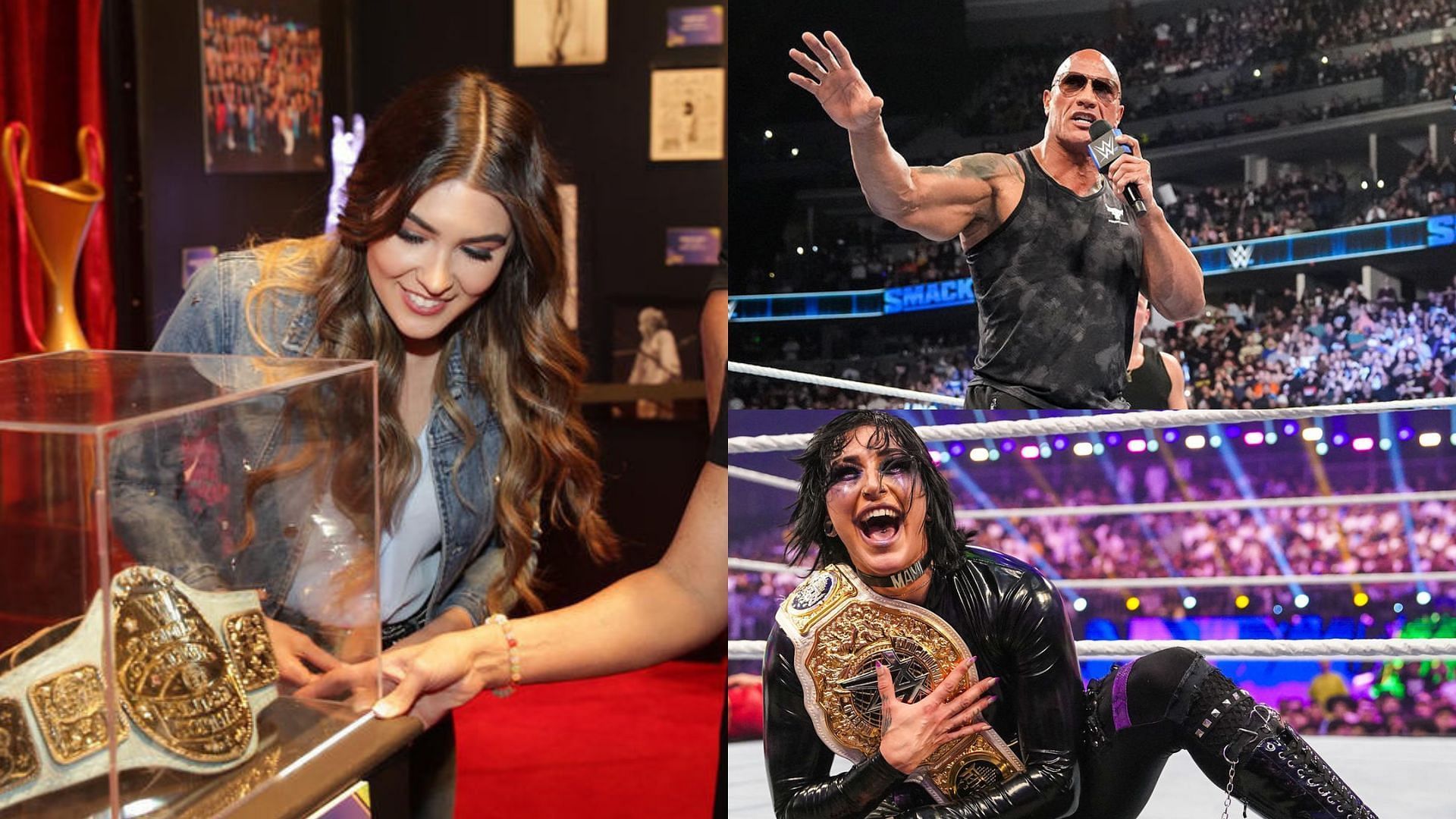 Cathy Kelley was spotted backstage with Rhea Ripley and The Rock