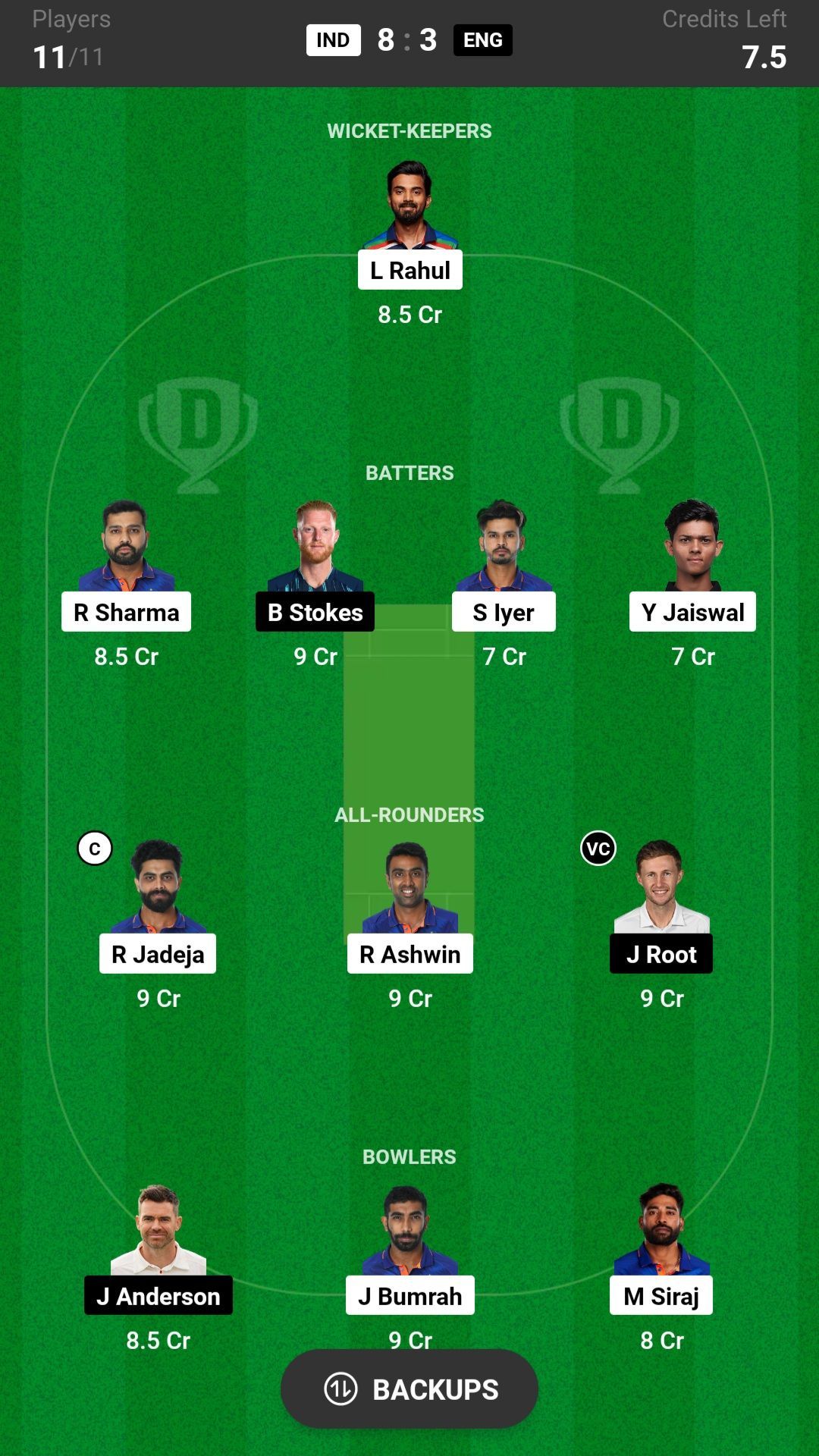 England vs India Dream11 Prediction Today, Head-to-head