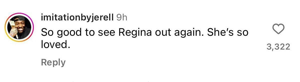A user shows love for Regina (image via @imitationbyjerell on Instagram)