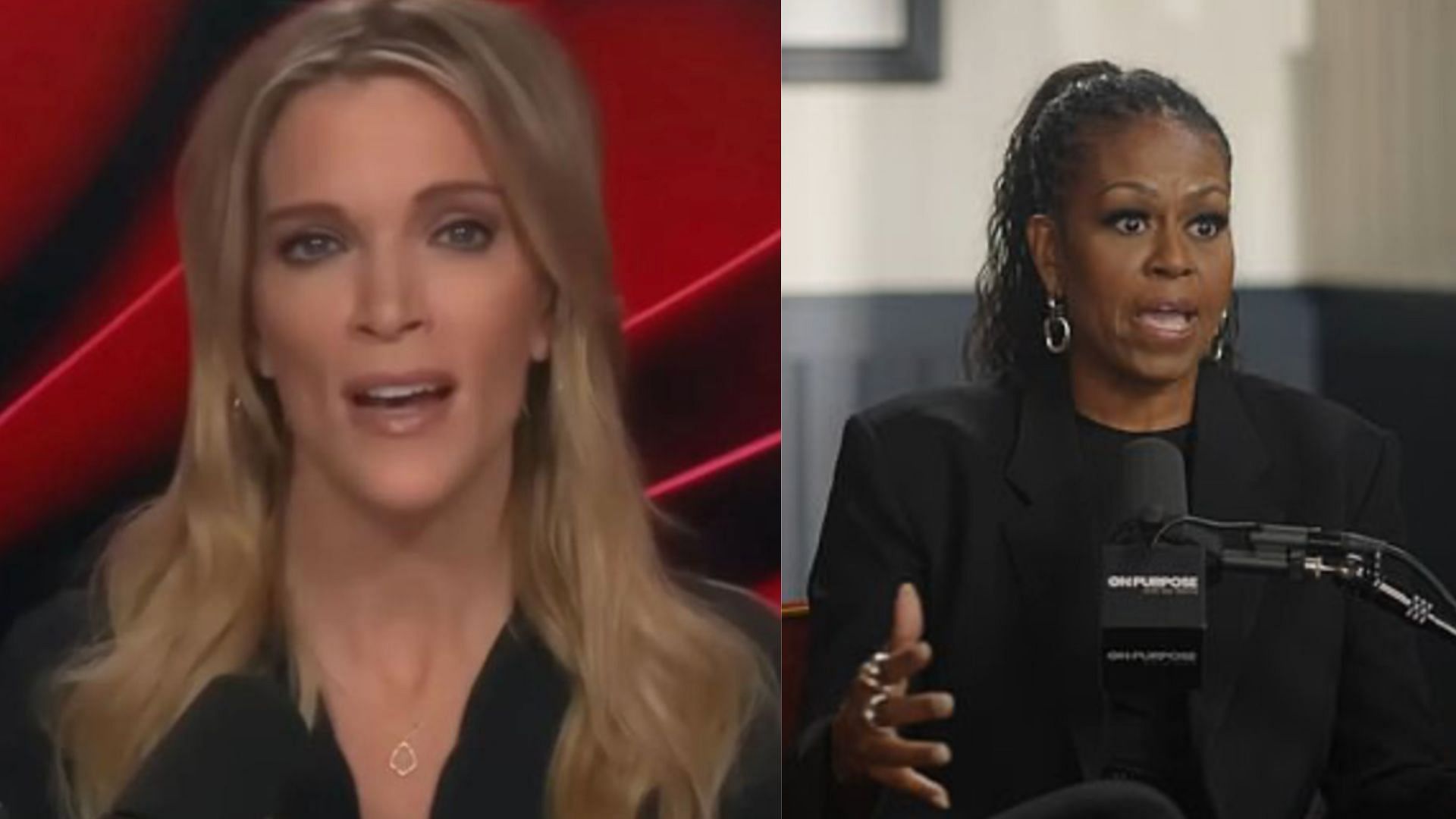 What did Megyn Kelly say about Michelle Obama? (Image via snip from YouTube/@Jay Shetty Podcast and Megyn Kelly)