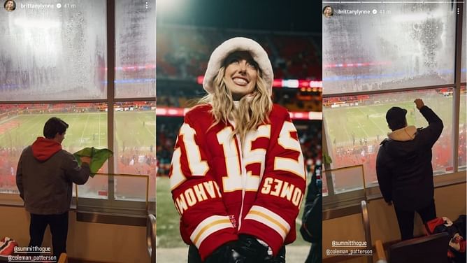 IN PHOTOS: Patrick Mahomes' wife Brittany struggles to watch Chiefs game from suite as frosty windows play spoilsport