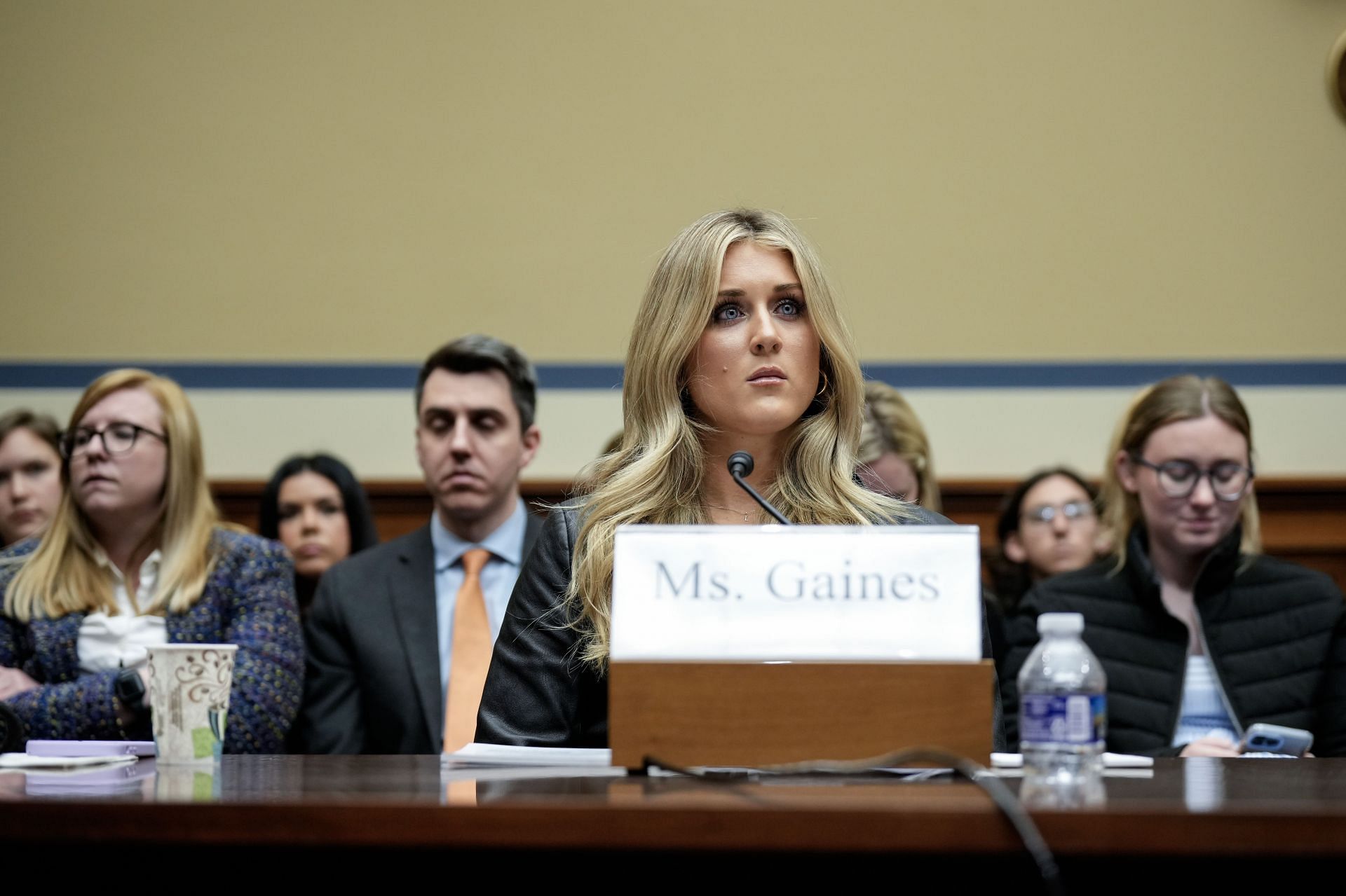 Riley Gaines testifies during a House Oversight Subcommittee on Health Care