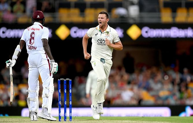 [Watch] After being denied a potential single, Alzarri Joseph gets out next delivery at the stroke of Stumps on Day 1 of AUS vs WI 2nd Test