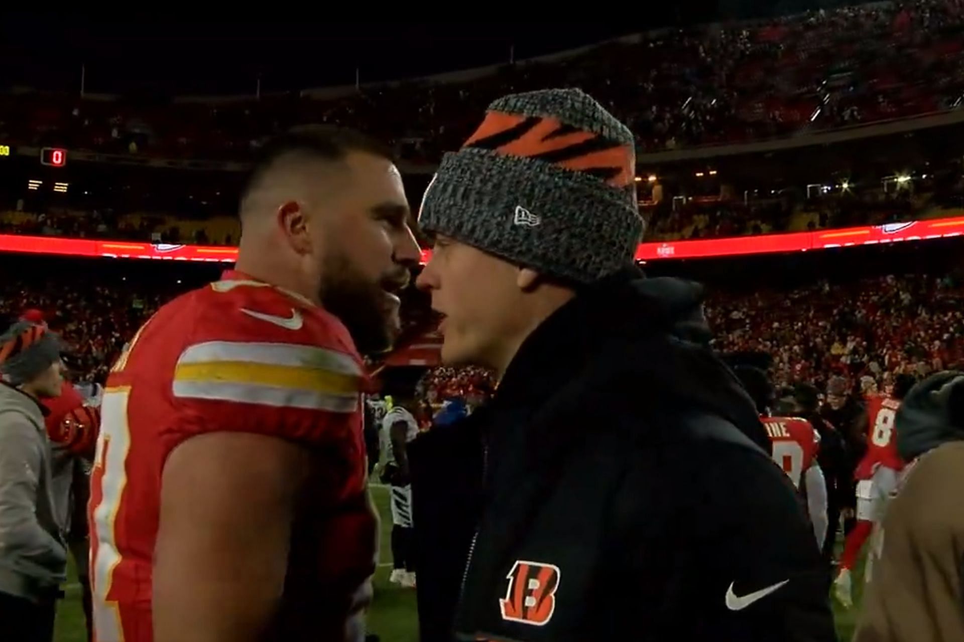 Travis Kelce sends crystal-clear message to injured Joe Burrow after winning AFC West vs Bengals