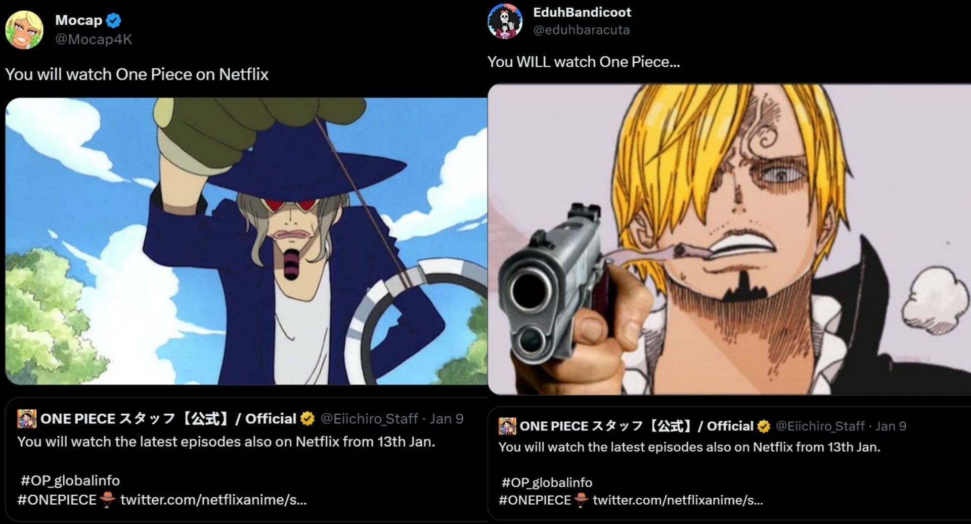 One Piece fans make references to Sanji and Jango. (Screengrab via X)