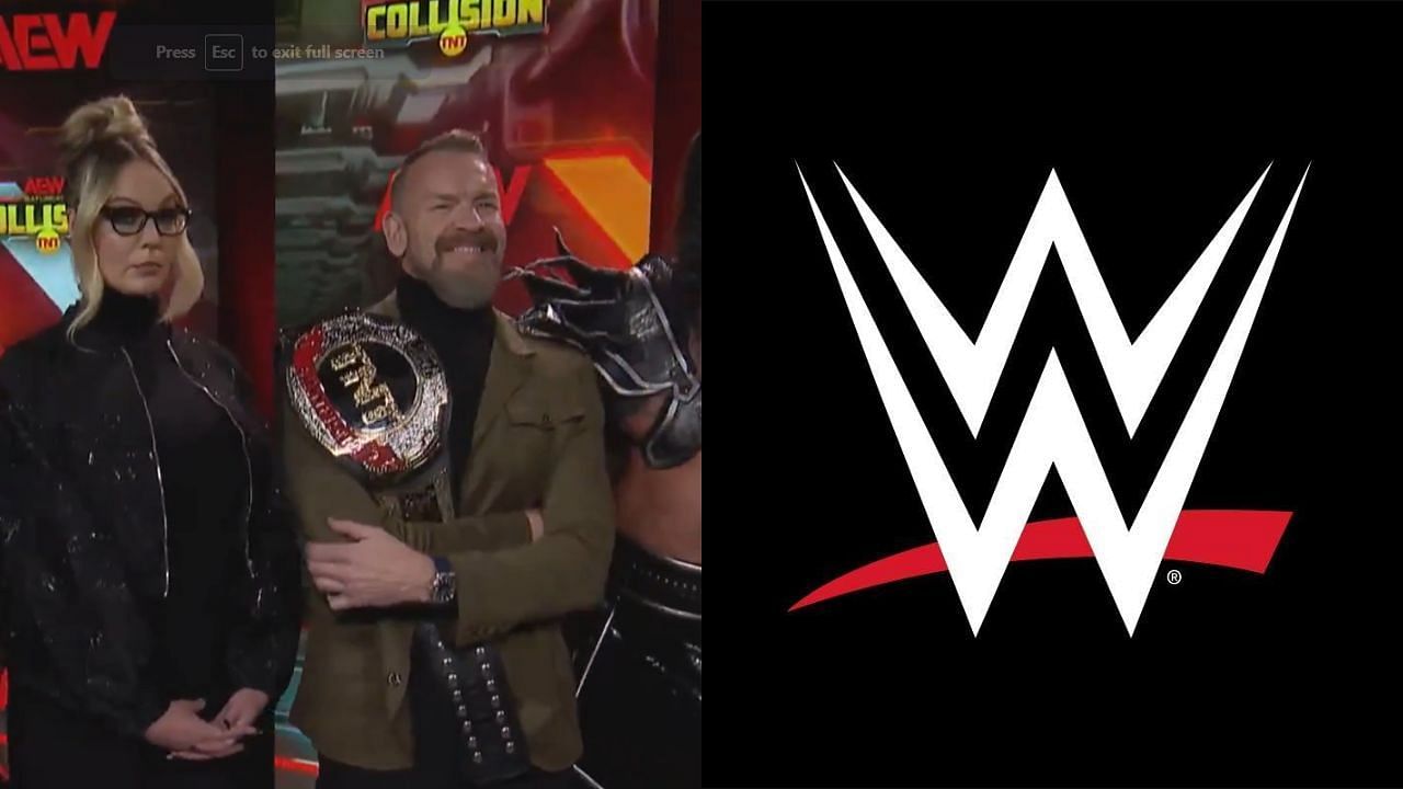 Christian Cage (left) and WWE logo (right)