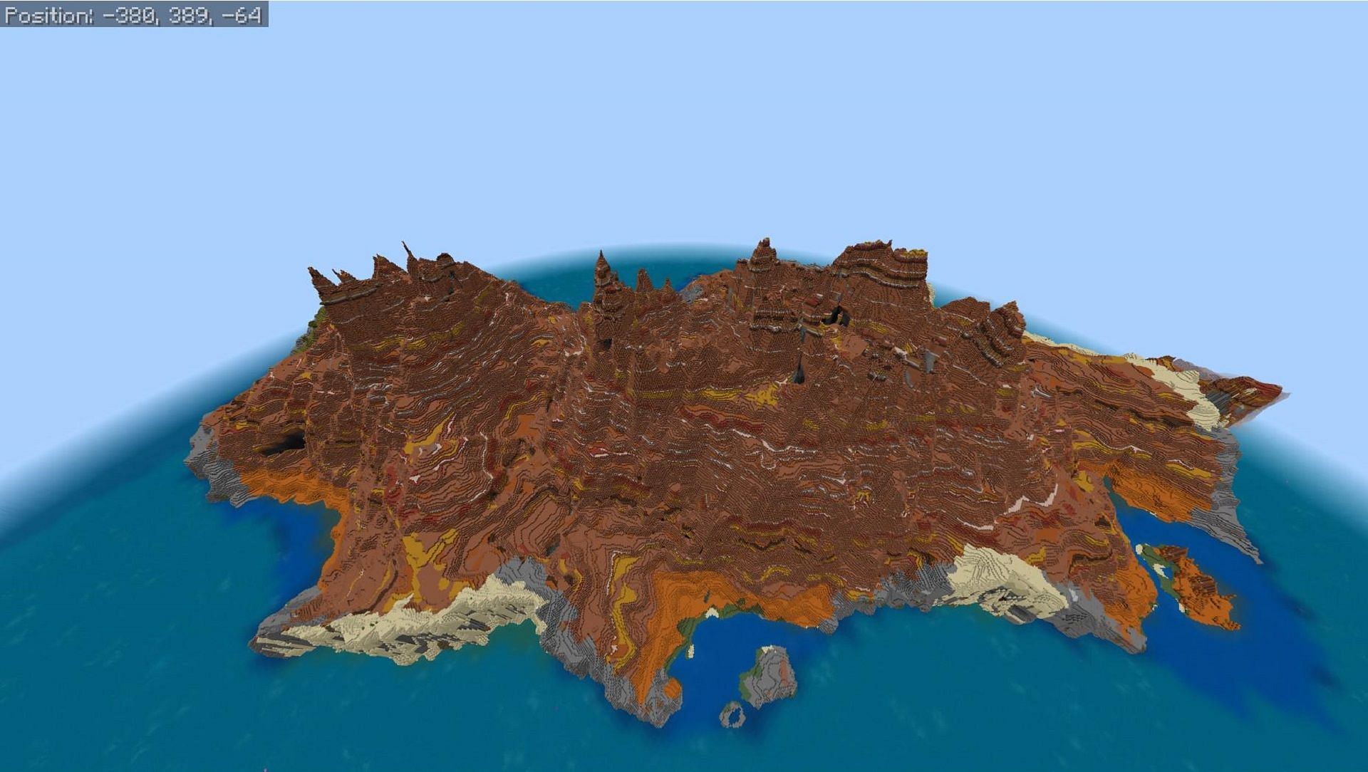This island seed might be inhospitable, but some Minecraft fans might see it as a challenge (Image via Fragrant_Result_186/Reddit)