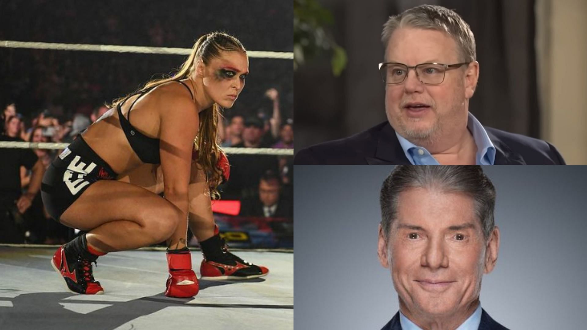 Ronda Rousey, Bruce Prichard, and Vince McMahon.