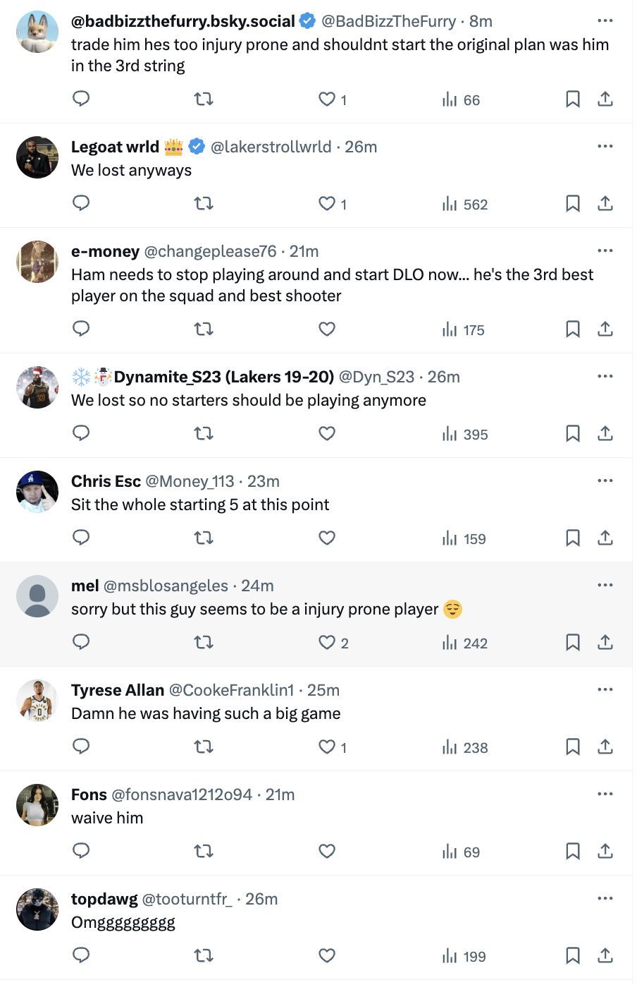 Lakers fans roasted Cam Reddish following his injury update