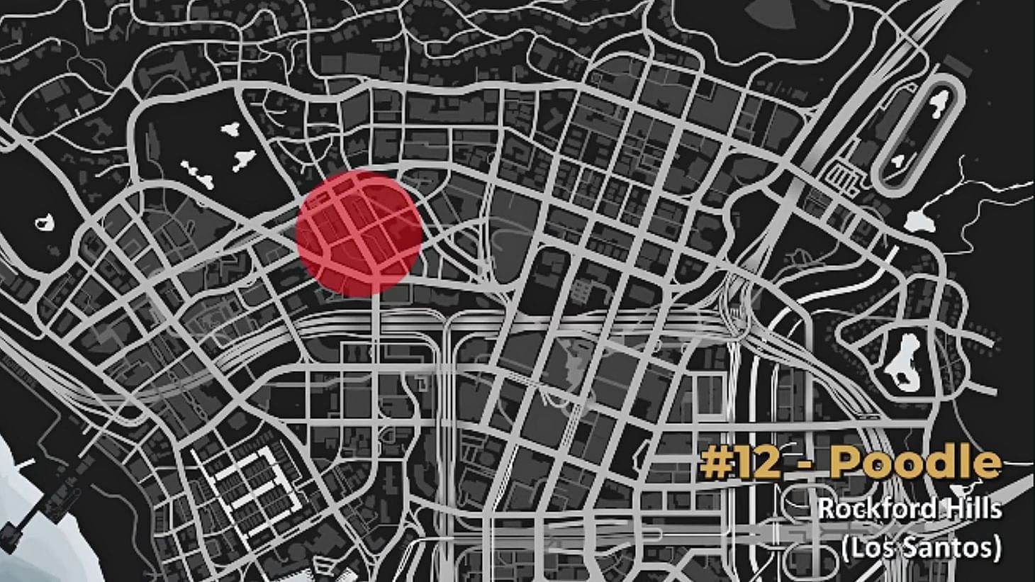 Look for the Poodle in the area marked with a red circle (Image via YouTube/GTA Series Videos)