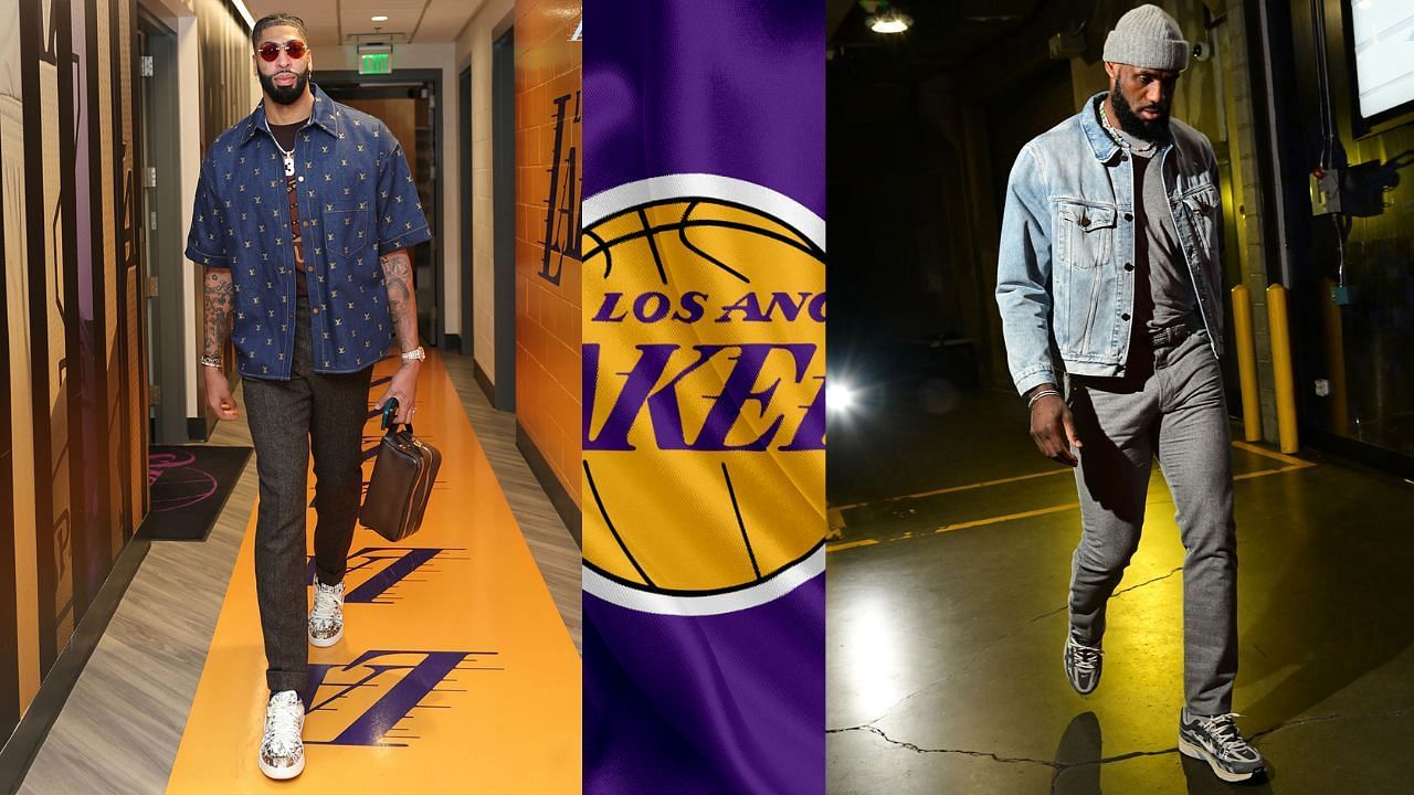LA Lakers superstars Anthony Davis and LeBron James with their pre-game outfits.
