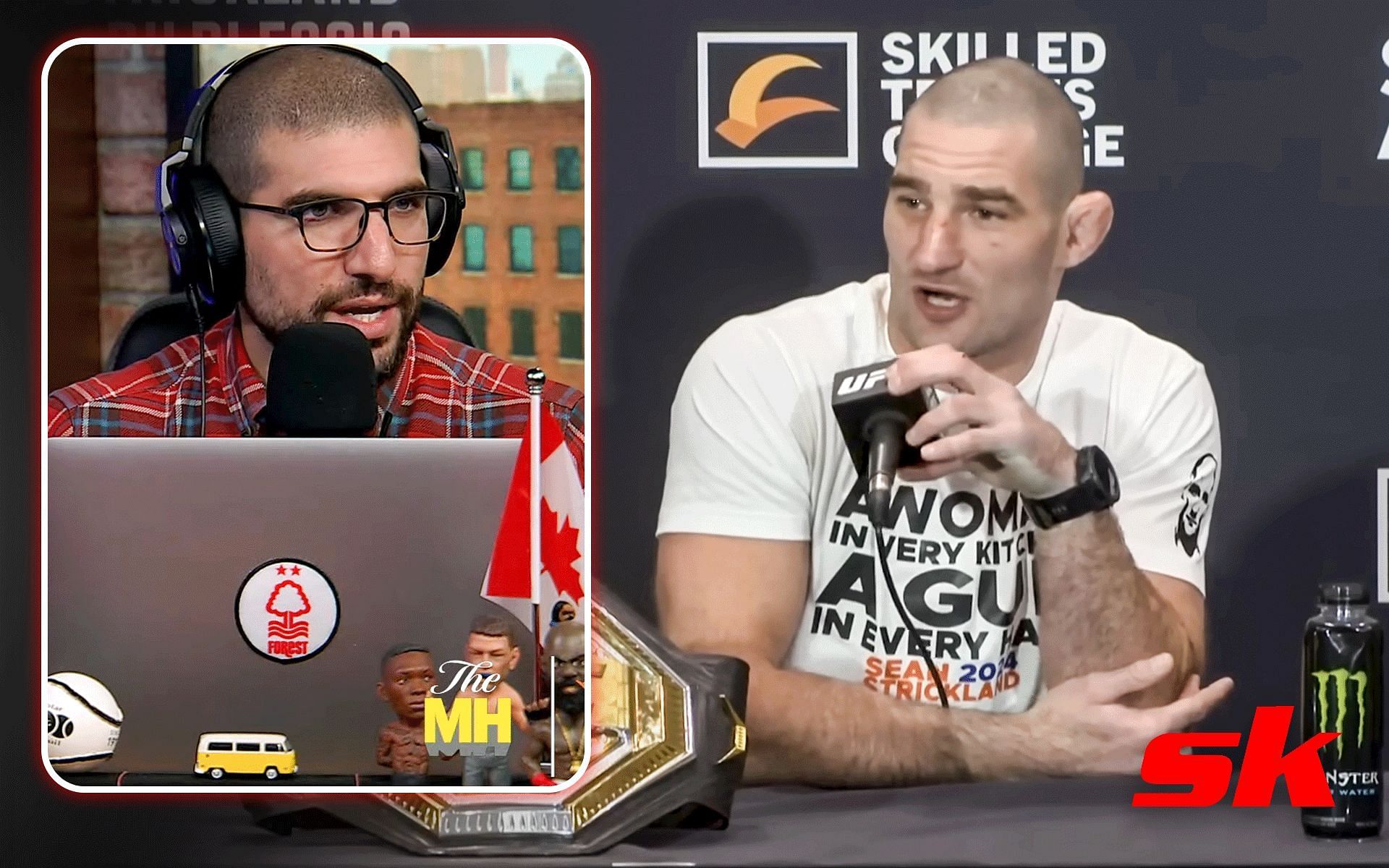 Ariel Helwani (left) chimed in on a recent incident involving Sean Strickland (right) [Images courtesy: @jedigoodman on X and UFC on YouTube]