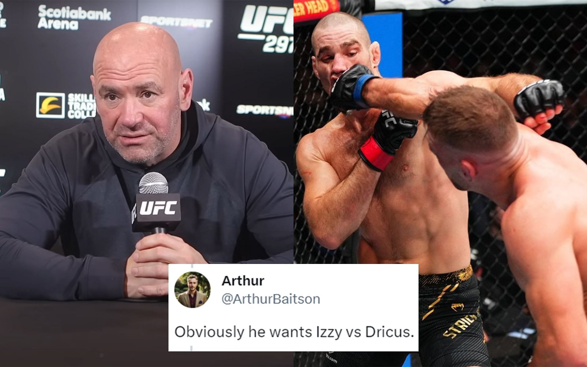 Dana White (left) is not sure about the immediate Dricus du Plessis vs. Sean Strickland (right) rematch [Images Courtesy: @ufc Instagram and UFC YouTube]