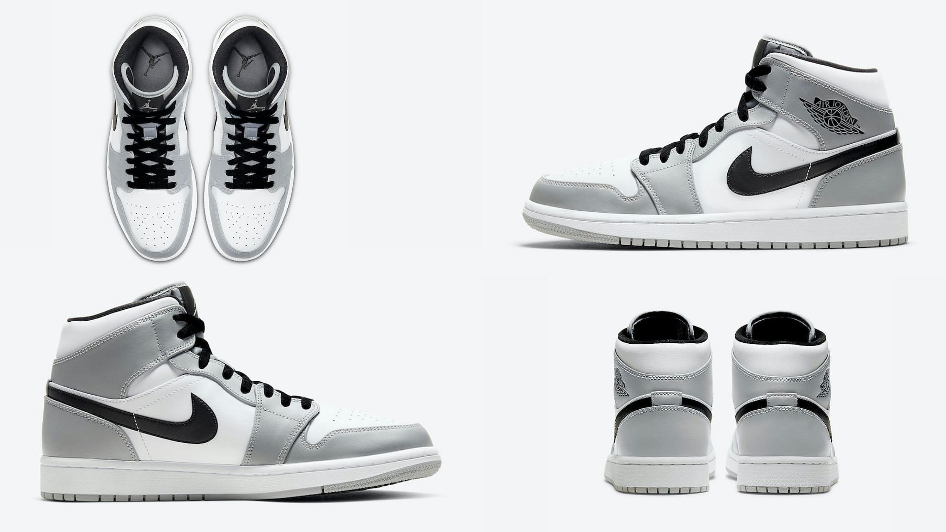 Here&#039;s a detailed look at the Light Smoke Grey AJ 1 Mid sneakers (Image via Nike)