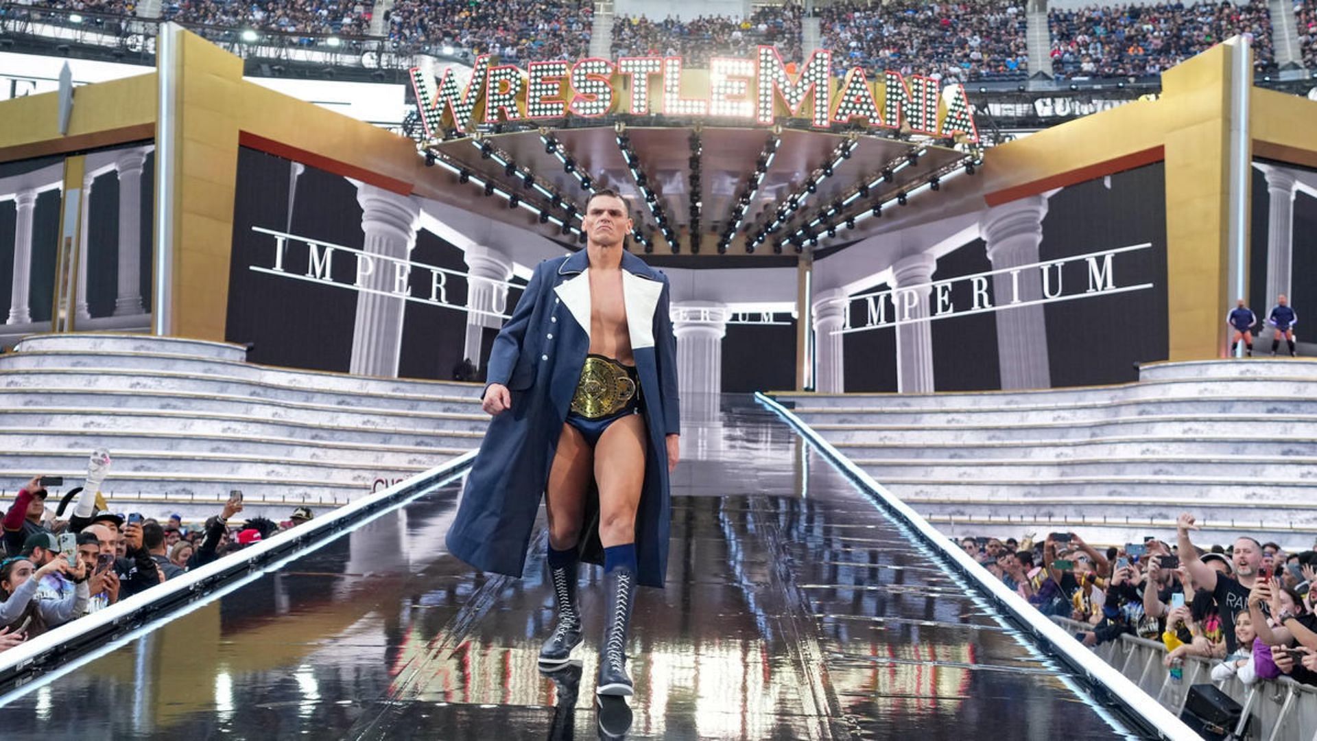 Gunther during his entrance at WrestleMania 39 