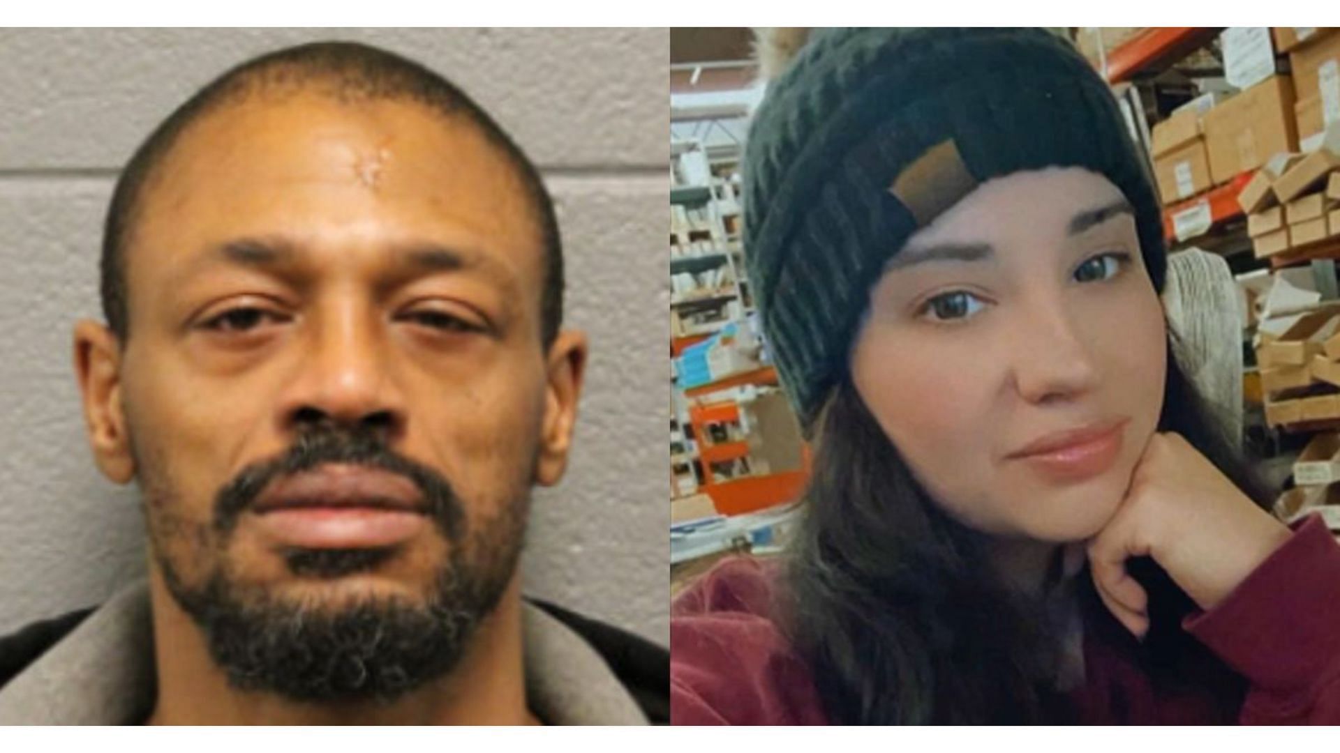 Kenneth Brown and Maria Roque (Image via Cook County Sheriff&rsquo;s Office and WBBM screenshot)