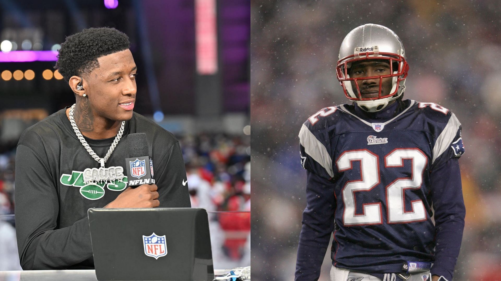 Jets star Sauce Gardner (left) escalates public spat with 2x Patriots Super Bowl champion