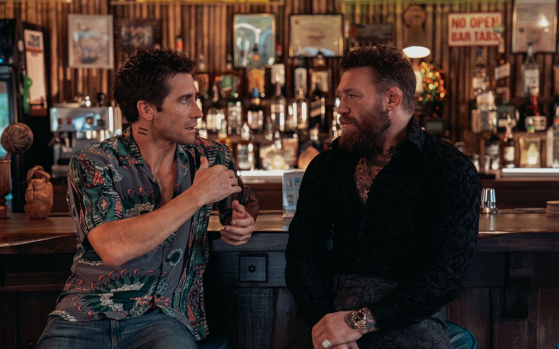 Jake Gyllenhaal (left) and Conor McGregor on the sets of 