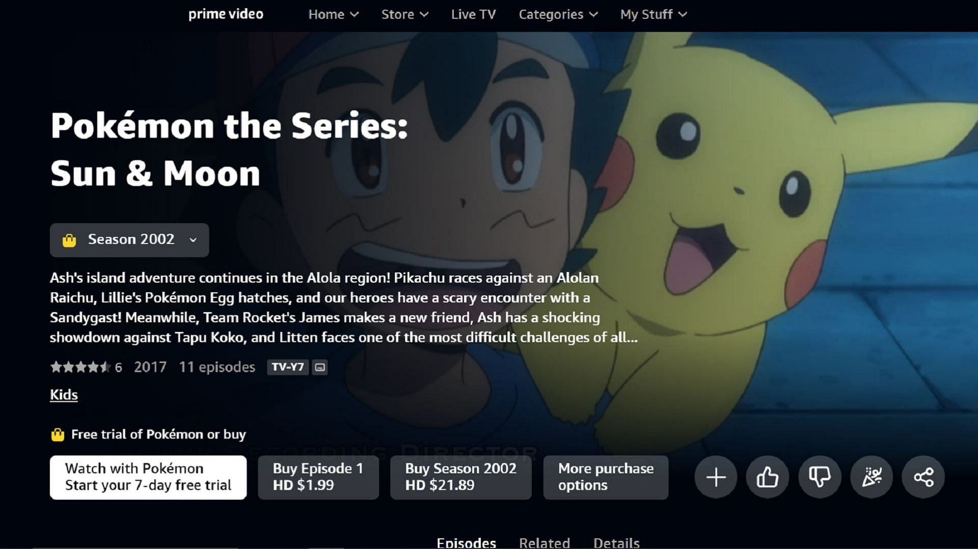 Amazon Prime Video offers many series that were on Pokemon TV previously (Image via Amazon)