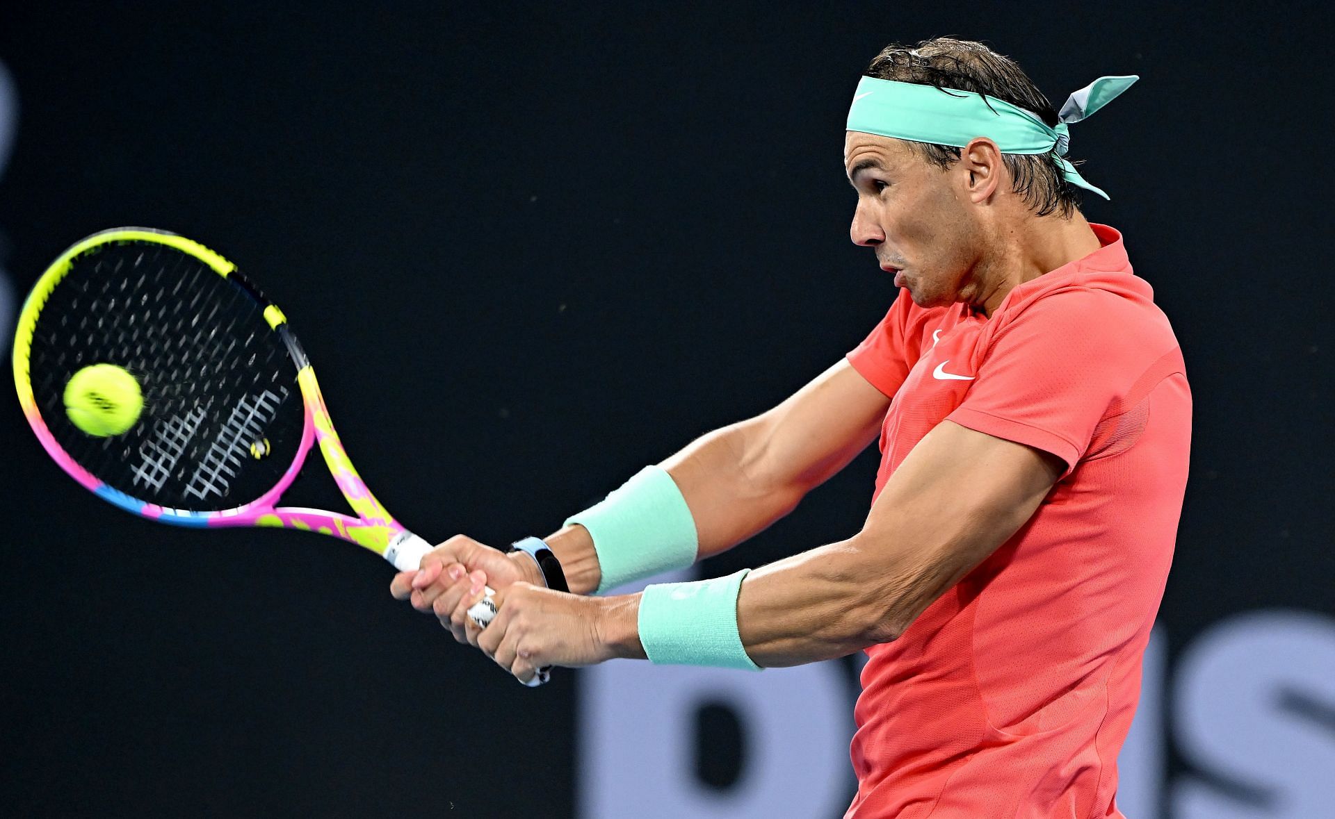 Rafael Nadal in action at the Brisbane International